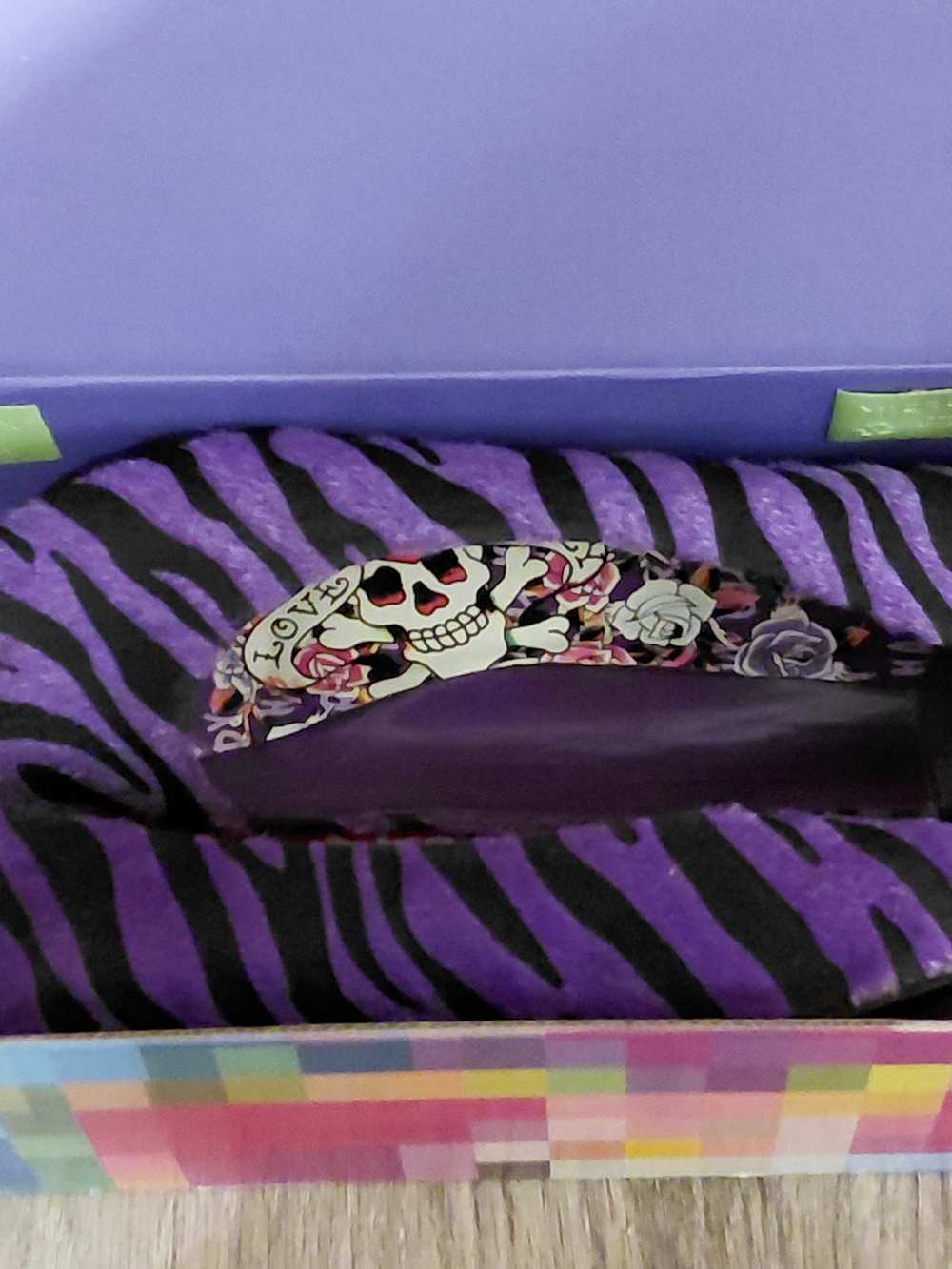 Ed Hardy Downtown Flat Ballet Purple & Black Zebra Y2K Print # 10FDT102W Sz 10 - Picture 8 of 10
